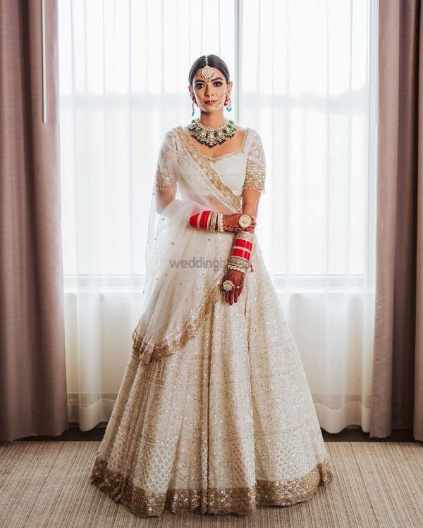 handwoven ivory lehenga for brides