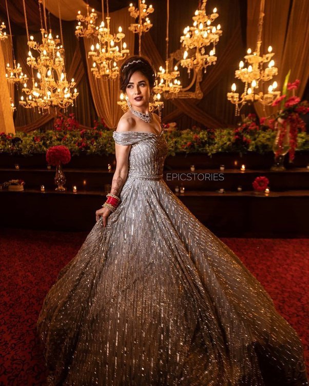 Indo-western reception gown for Indian bride