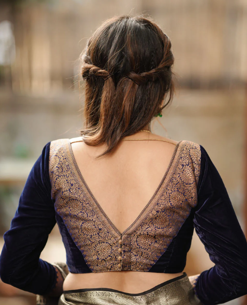 V Neck Blouse with Long Sleeves back