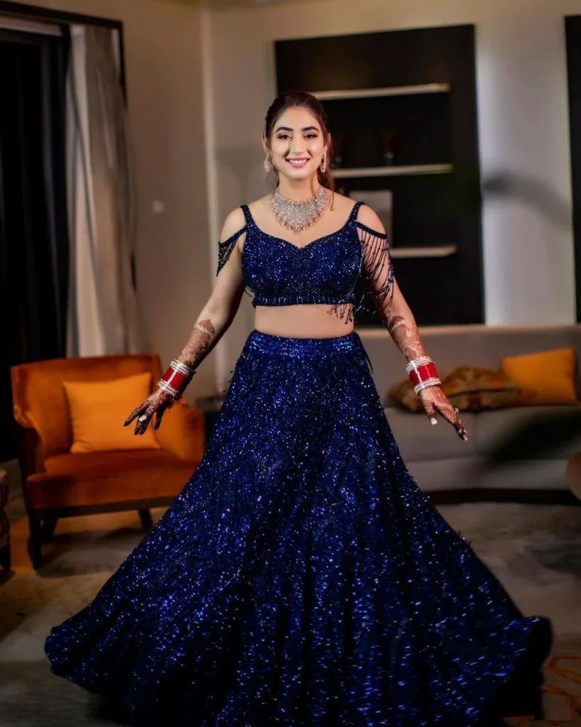 blue lehenga for brides: Disha parmar wore