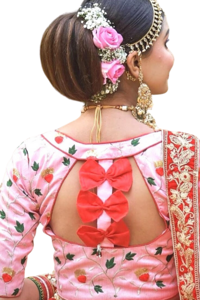 Latest Boat neck blouse Design back side for bridal
