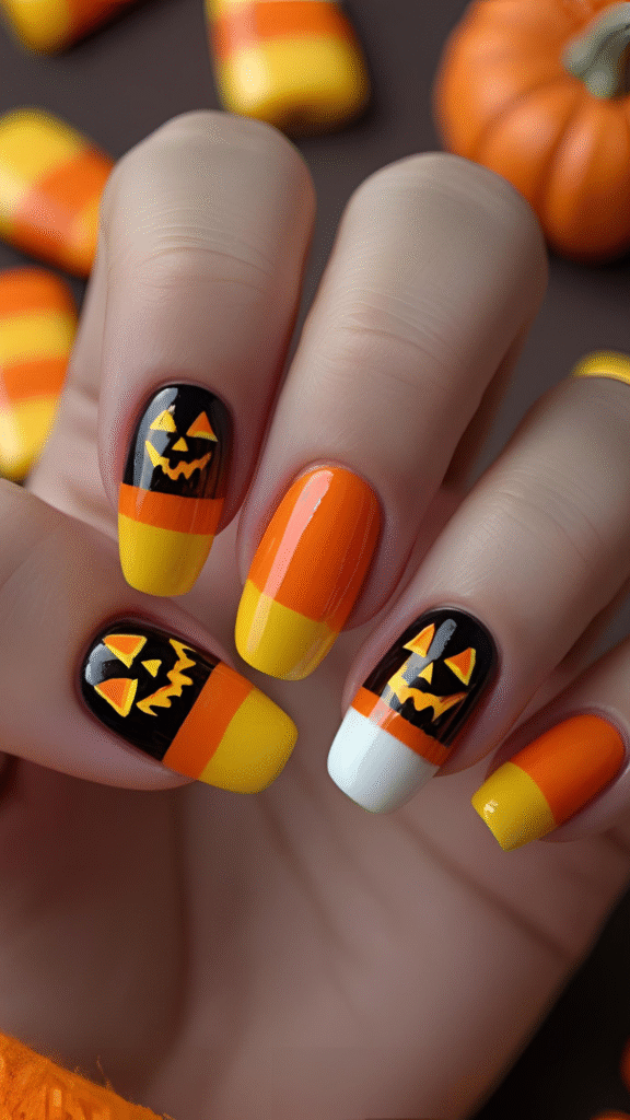 Halloween Candy Corn Nails 