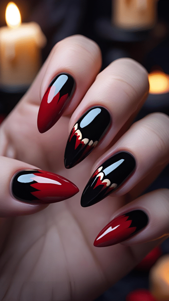 Halloween Vampire’s Teeth nail art designs
