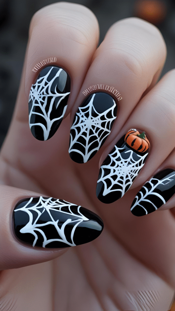 Spiderwebs Halloween Nail Ideas