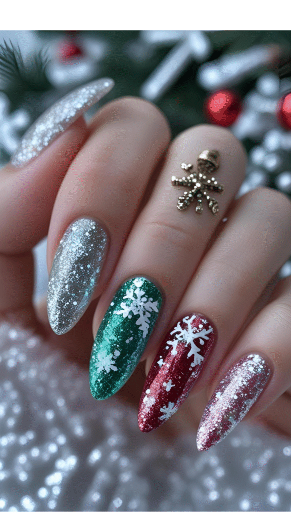 Ombre Glitter Christmas Nail Tips