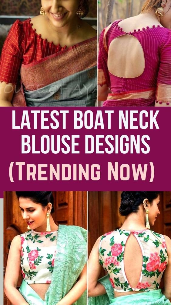 Latest boat neck blouse designs 