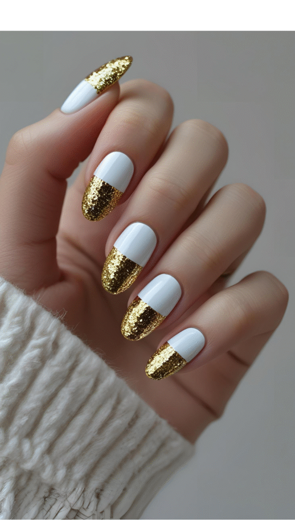 French Manicure with a Twist:
