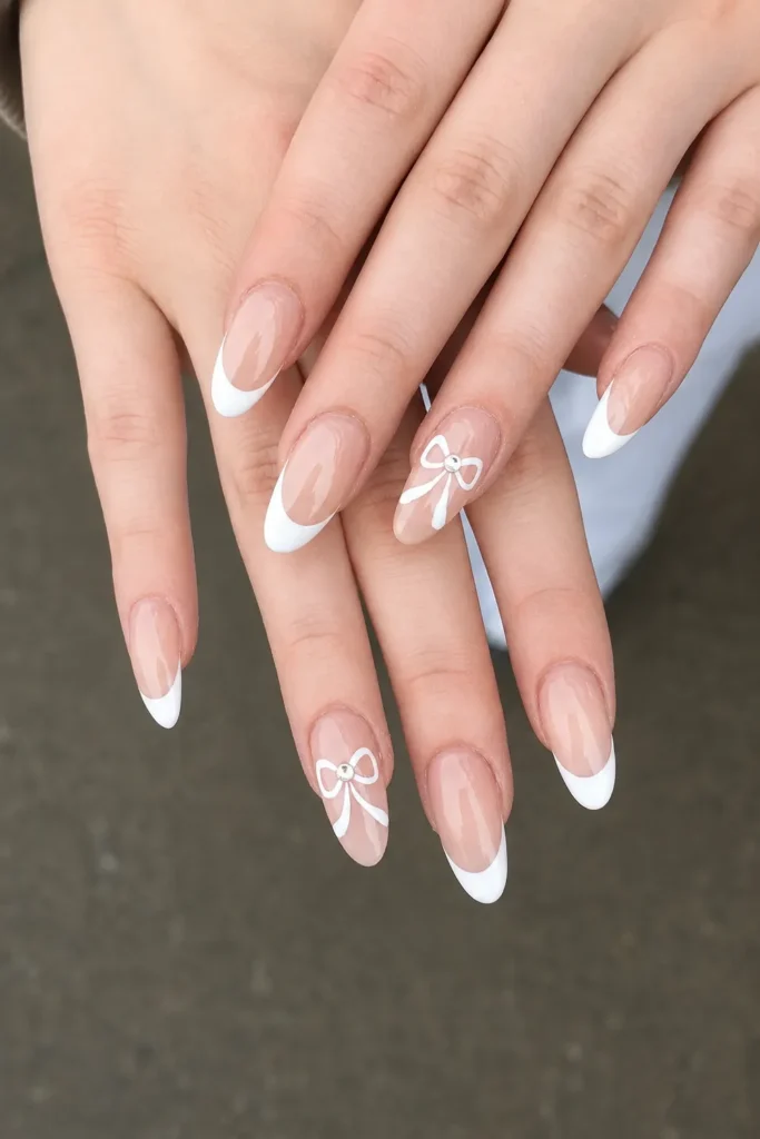 Bow Acrylic Nails