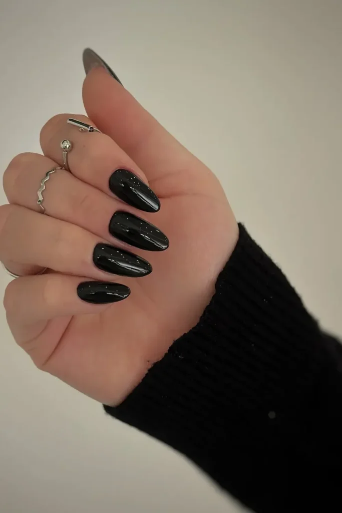 Jet Black Acrylic Nails