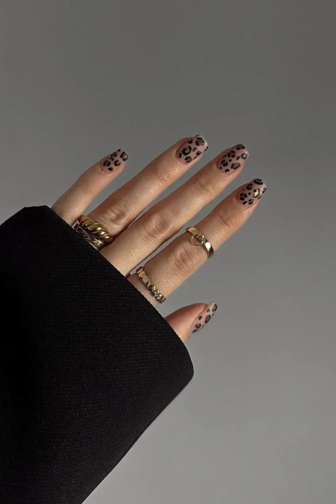 Leopard French Acrylic Nails
