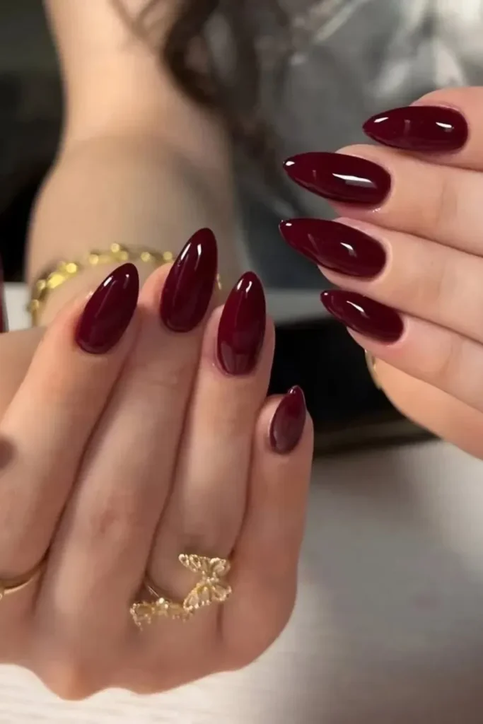Glossy Burgundy Nails