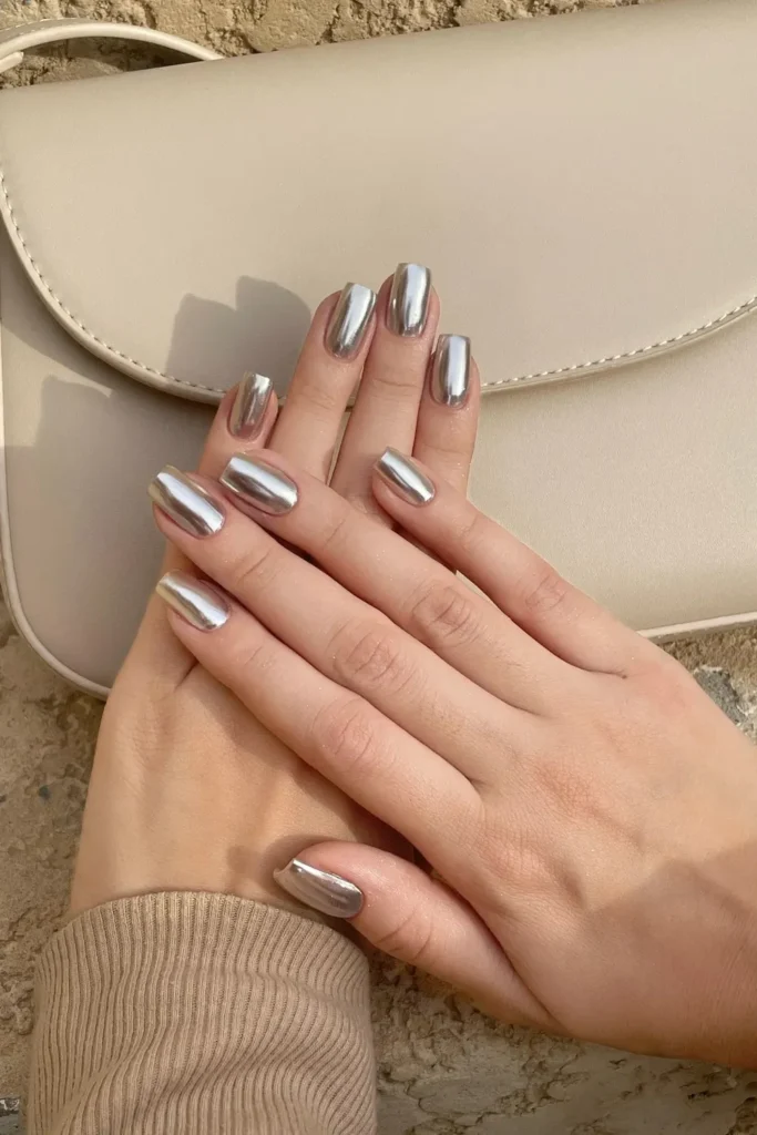 Metallic Silver Nails